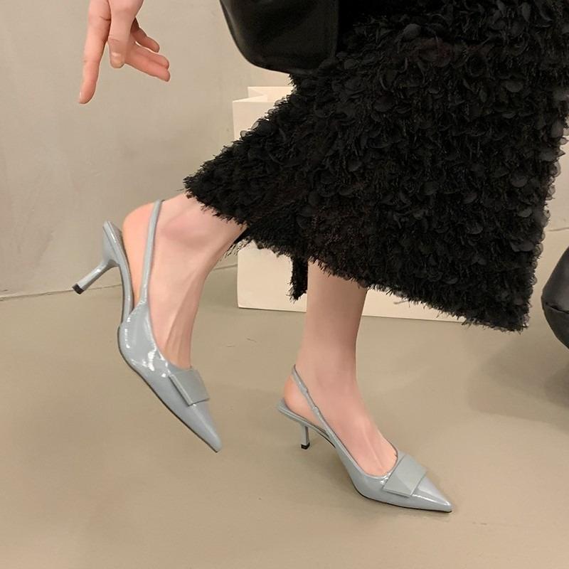 Fashion French Temperament High-heeled Sandals Women's Summer New Pointed Toe Shallow Mouth One-band Non-slip Stiletto Shoes
