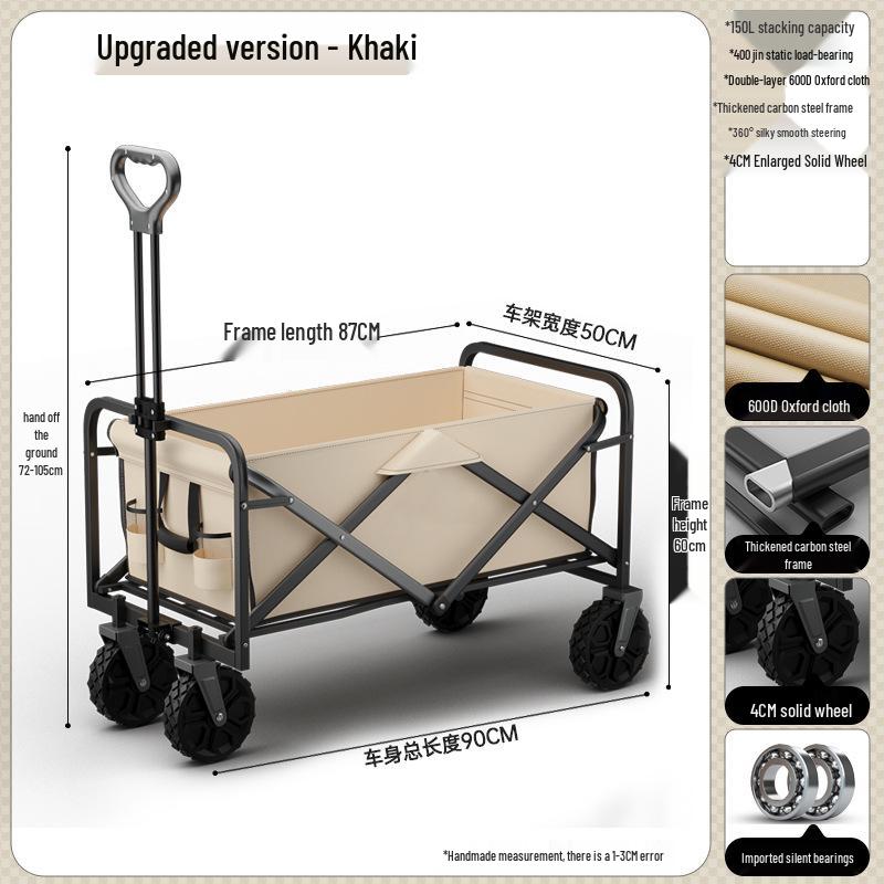 Lightweight Folding Outdoor Camping Cart - Hand-Pulled Trolley for Shopping & Camping