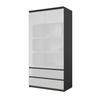 Wardrobe 90 Cm Joelle Anthracite/white Gloss 2 Doors 2 Drawers 3 Shelves