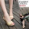 Fashion 2024Brand Fashion Shoes Women Summer Slipprers Pu Solid Outside Slides Shallow Thin Heels Sandals Girls Party Shoes