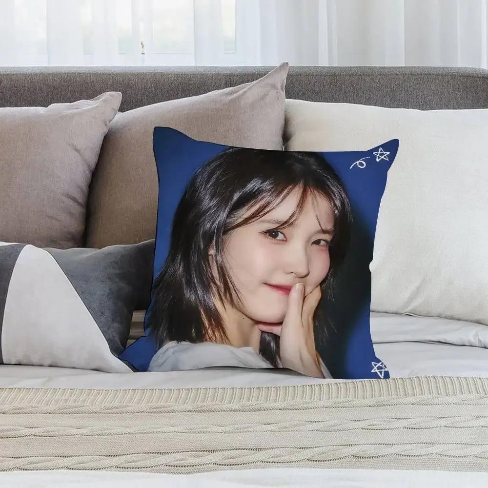 Kpop I-IU Cute Pillow Case Short plush Double-sided Print Square Throw Pillow Covers Sofa Home Cushion Decor