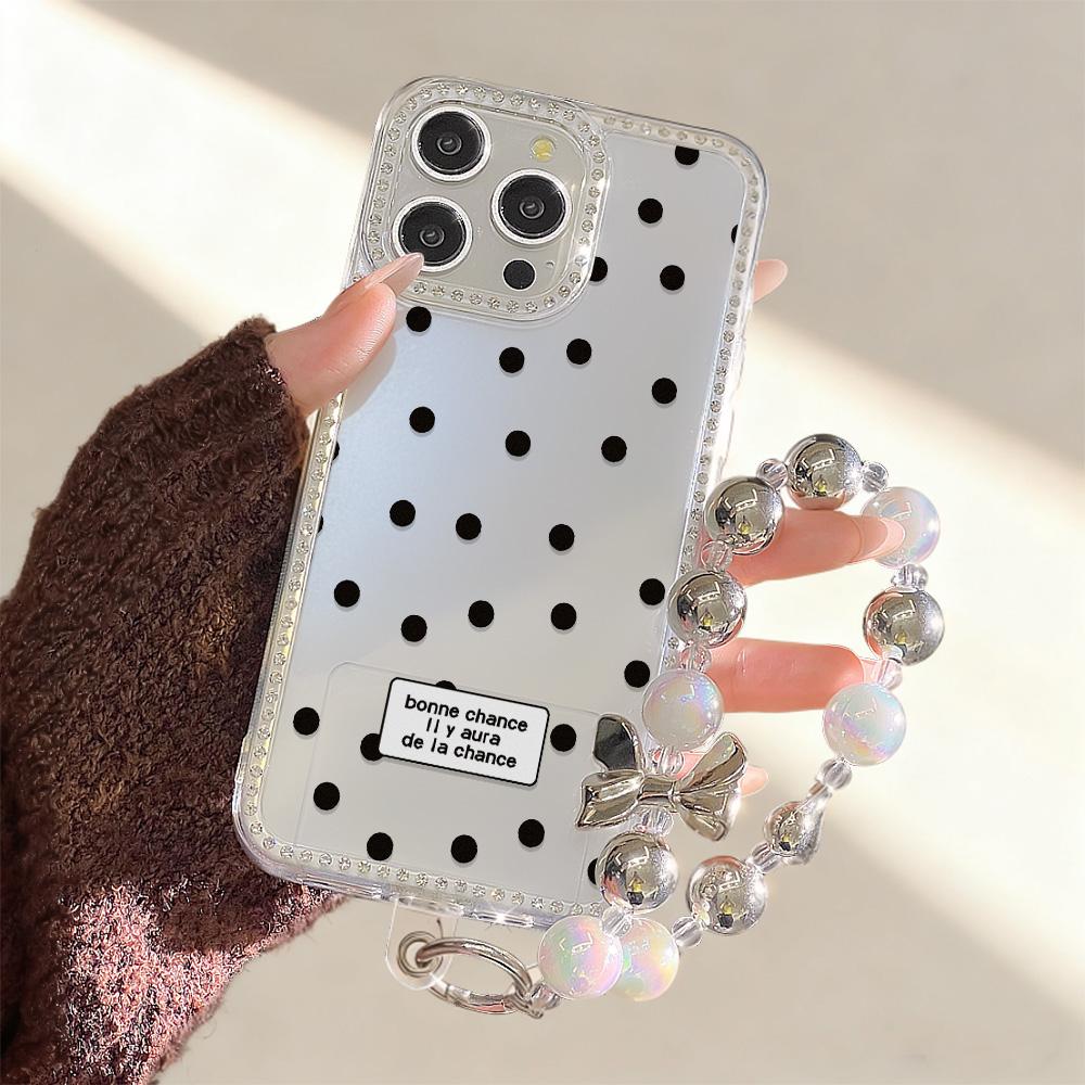 Bracelet Chain Phone Case For iPhone 17 16 15 13 14 for 17Air 17 12 14 16 Pro 17 14 16 Pro Max Sparking Diamond Cute Pattern Hard Cover With Lanyard