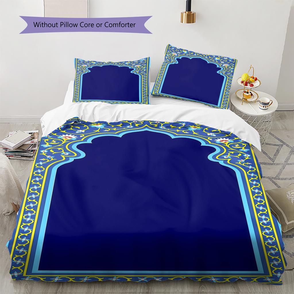 Muslim Pattern Bedding,Quilt Set Quilt Cover Pillowcase Home Birthday Gift (1 * duvet cover + 2 * pillowcase, without core)