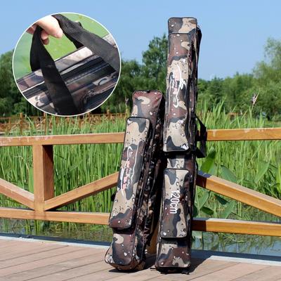 Graue Camouflage-Doppelschicht-Angeltasche, verschleißfeste Angelrutentasche, Angelgerät-Tasche