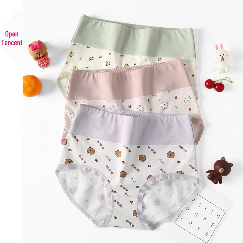 Fenteng Women s Brown Bear Cotton High-Waist Briefs L