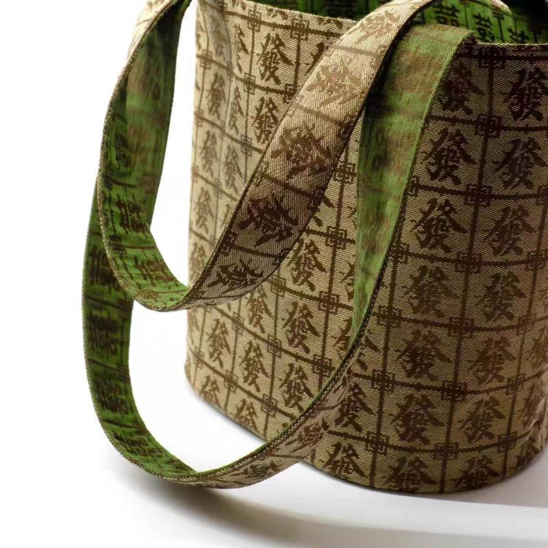 Full of Wealth, Rich Bag, Green Handmade Underarm Cloth Bag, Shoulder Zipper Bag, Niche