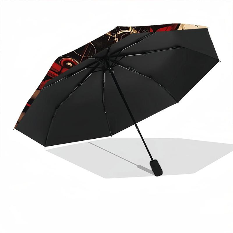 1pc Cyberpunk Mask Automatic Umbrella - 8-Rib Portable Folding Black Iron Frame for Outdoor, Beach, Travel, Beach Umbrella,018