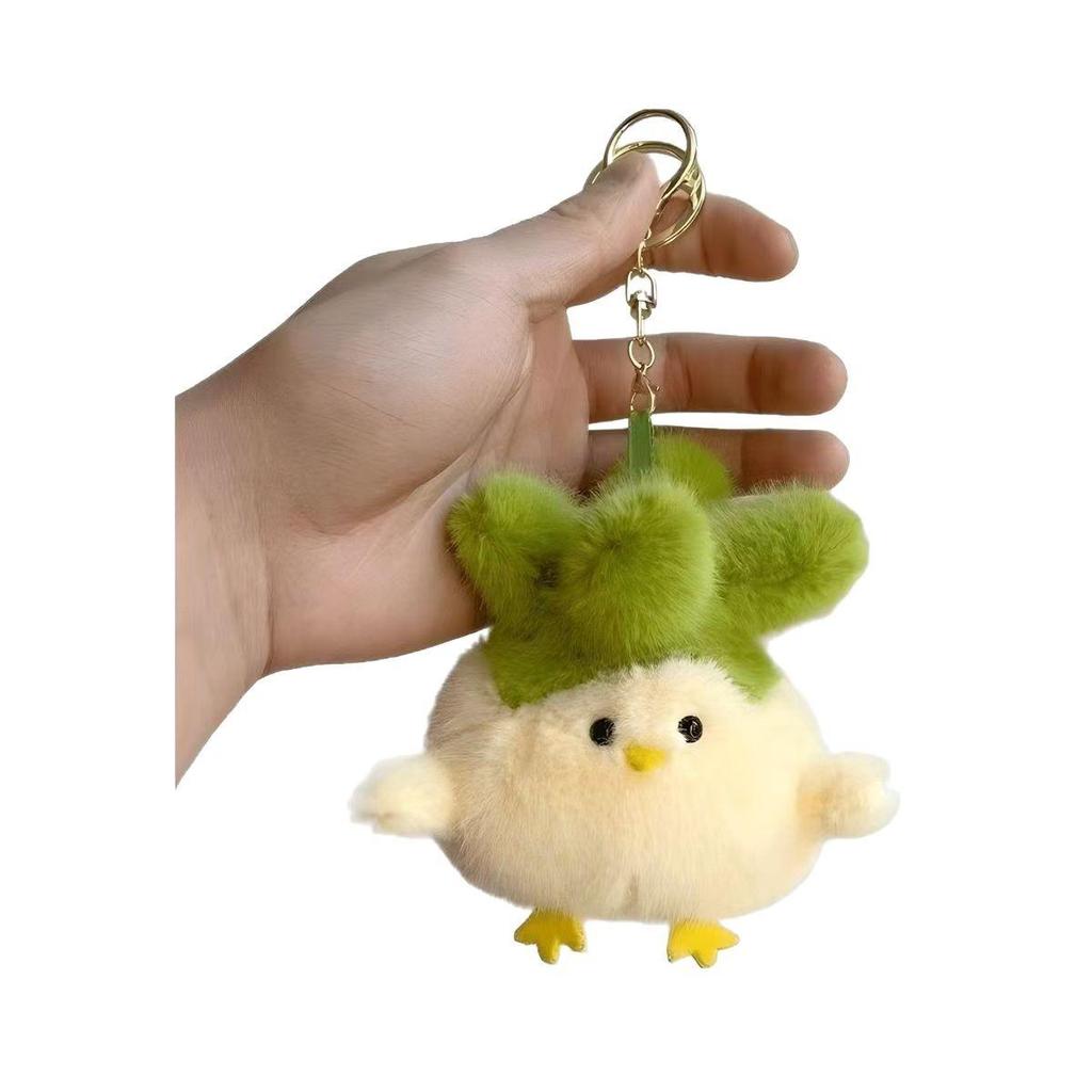 Cute White Chicken Keychain Plush Toy Pendant