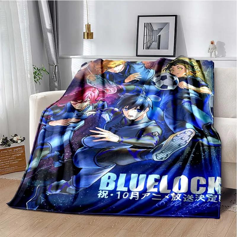Japanese Cartoon Anime Blue Lock Flannel Throw Blanket Adult Kid Winter Warm Blanket for Bedroom Living Room Sofa Travel Picnic