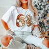 Vintage Santa and Reindeer Shirt Cute Christmas Holiday Party Gift Tee