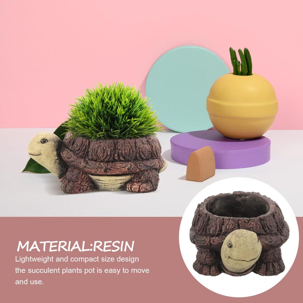 HOMSFOU Turtle Succulent Cartoon Turtle Shape Flower Small Resin Bonsai Plant Desktop Decor for Balcony Planter, Pot, Pot, Home, Office, Garden,