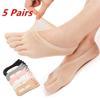 1/3/5 Paar/Lot Damen Sommer Fünf-Zehen-Socken Ultradünne Lustige Zehen Unsichtbare Bootssocken Silikon Atmungsaktiv Kurze Niedrige Knöchelsocken