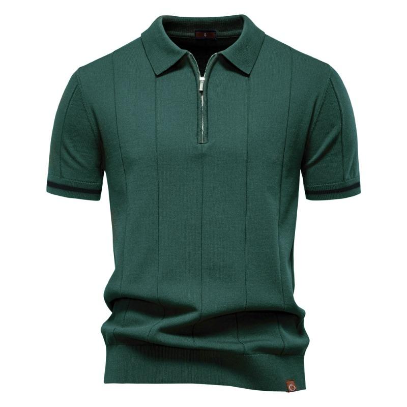 Men's Knitted Polo Shirt, Business Casual Short Sleeve Turn-Down Collar Polo Top Short Sleeve Turn-Down Collar Sweater Polo Tee for Spring Summer