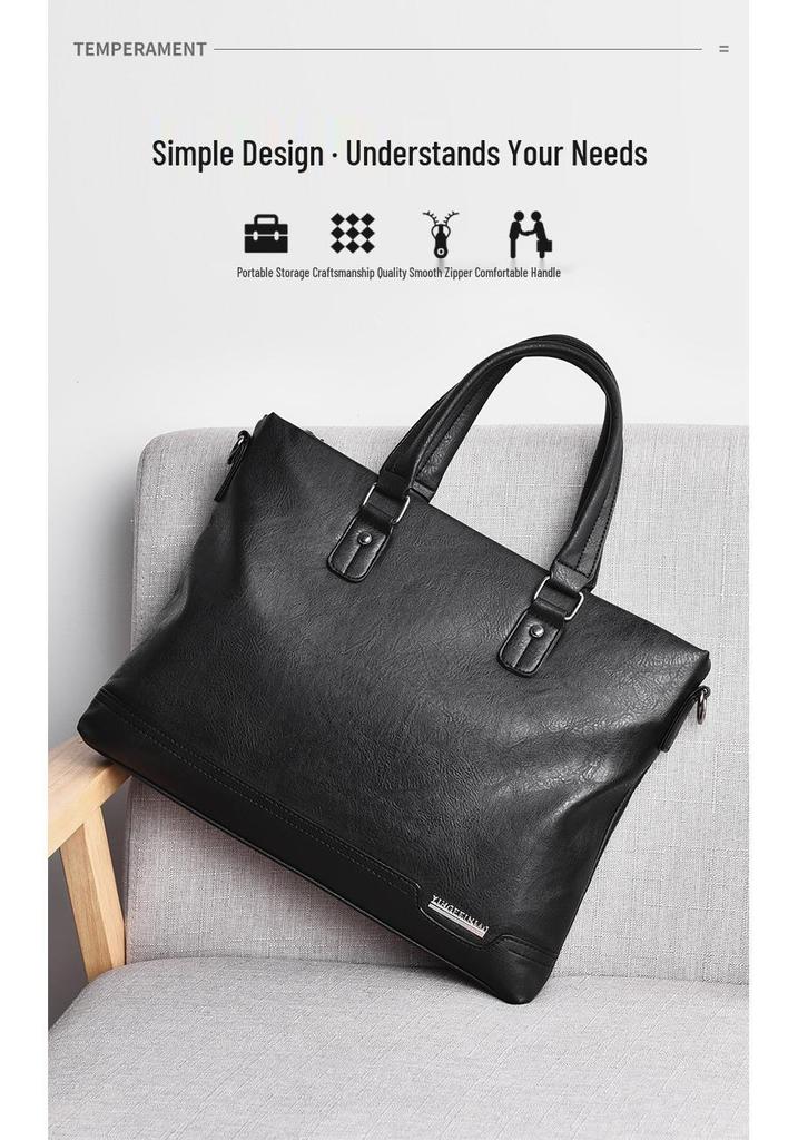 Men's Business Briefcase Laptop Bag - Large Capacity A4 Document Handbag