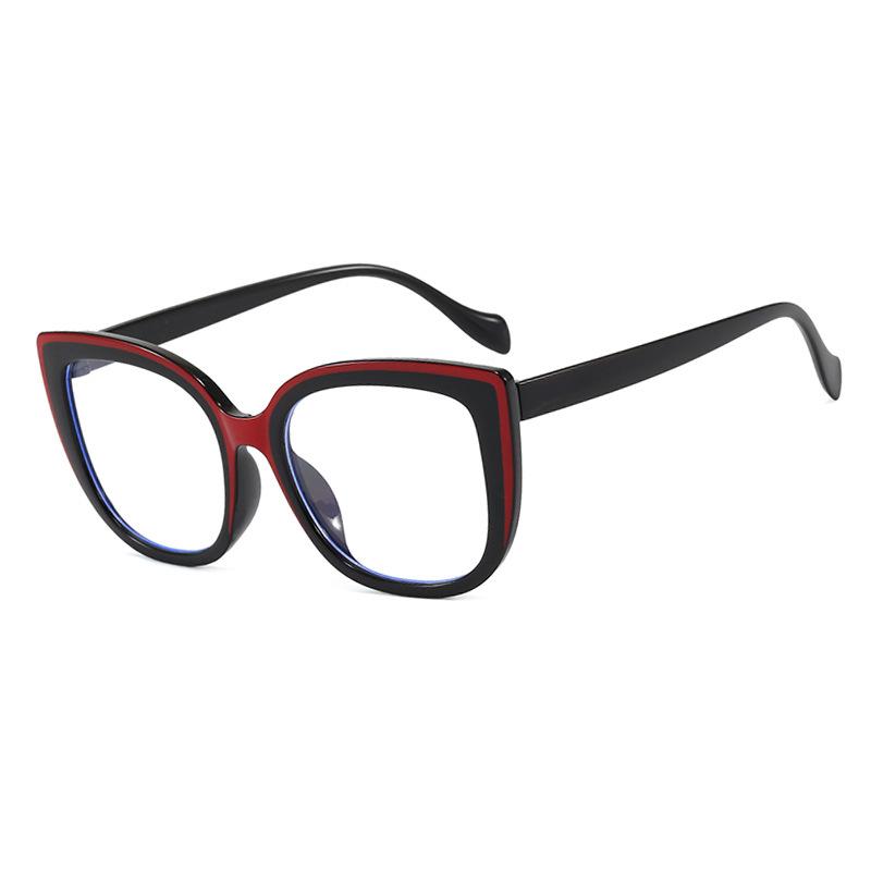 European and American color matching square large frame cat eye anti-blue light glasses frame plain retro glasses frame Internet celebrity fashion