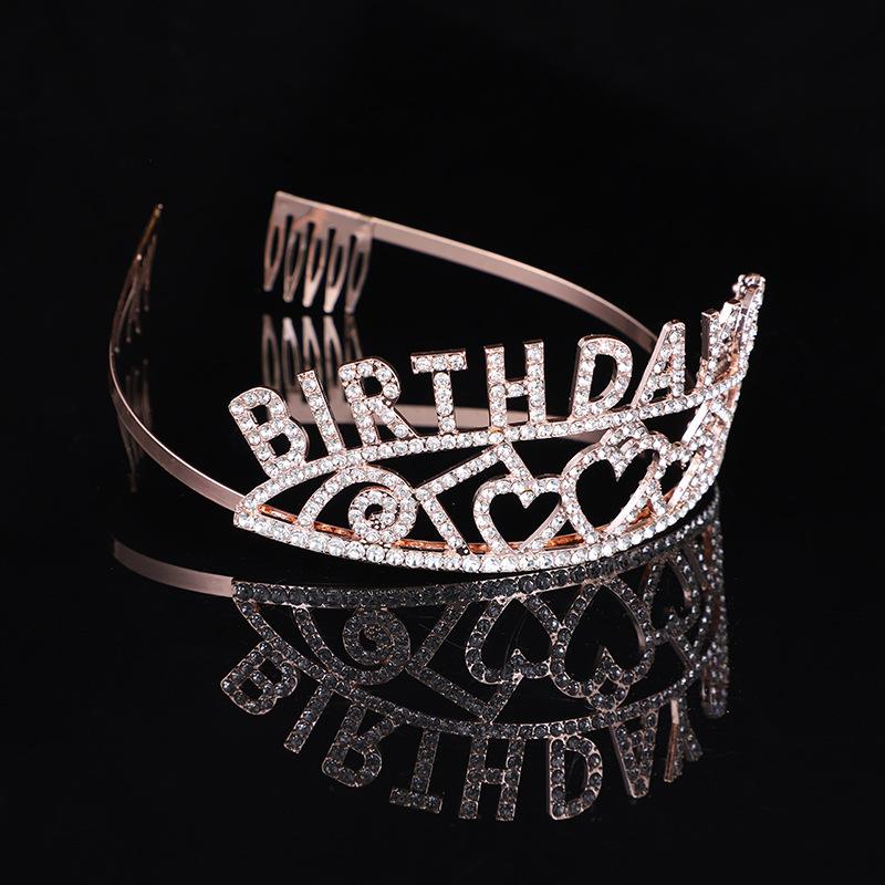 Geburtstags-Haaraccessoires kreatives Diamant-Buchstaben-Stirnband Hochzeit Prinzessin Legierung Stirnband Krone Stirnband Accessoires