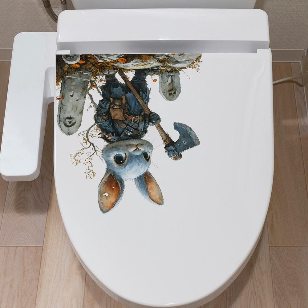 And Bunny Tomb Design Closestool Wall Sticker For Modern Halloween Decor Wall