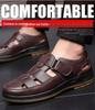 Men's Genuine Leather Breathable Summer Sandals - Large Size, Closed Toe, Perforated Cowhide Beach Shoes