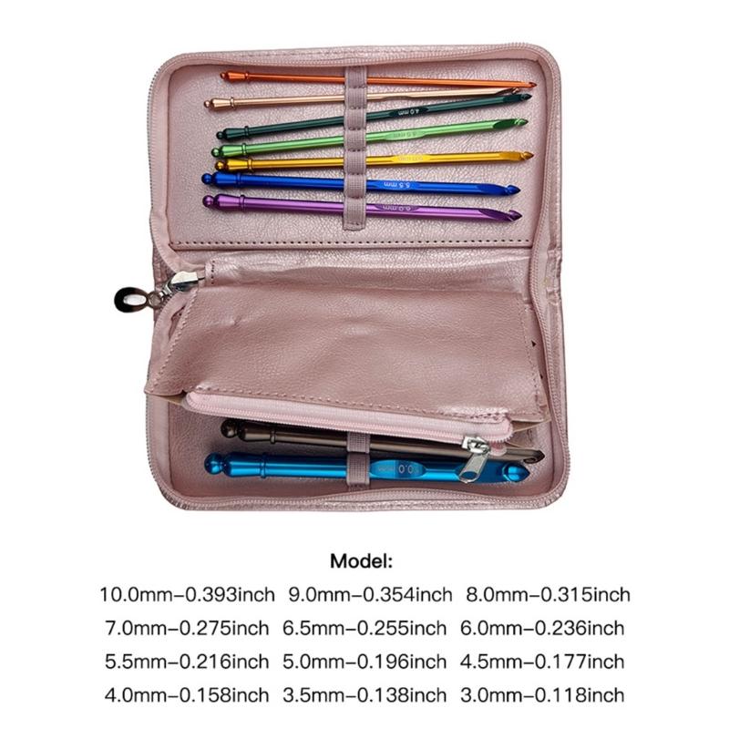 12 Pcs Crochet Hook Set 3.0mm-10.0mm Crochet Needle Ergonomical Crochet Needle with Case Knitting Needle for Craft