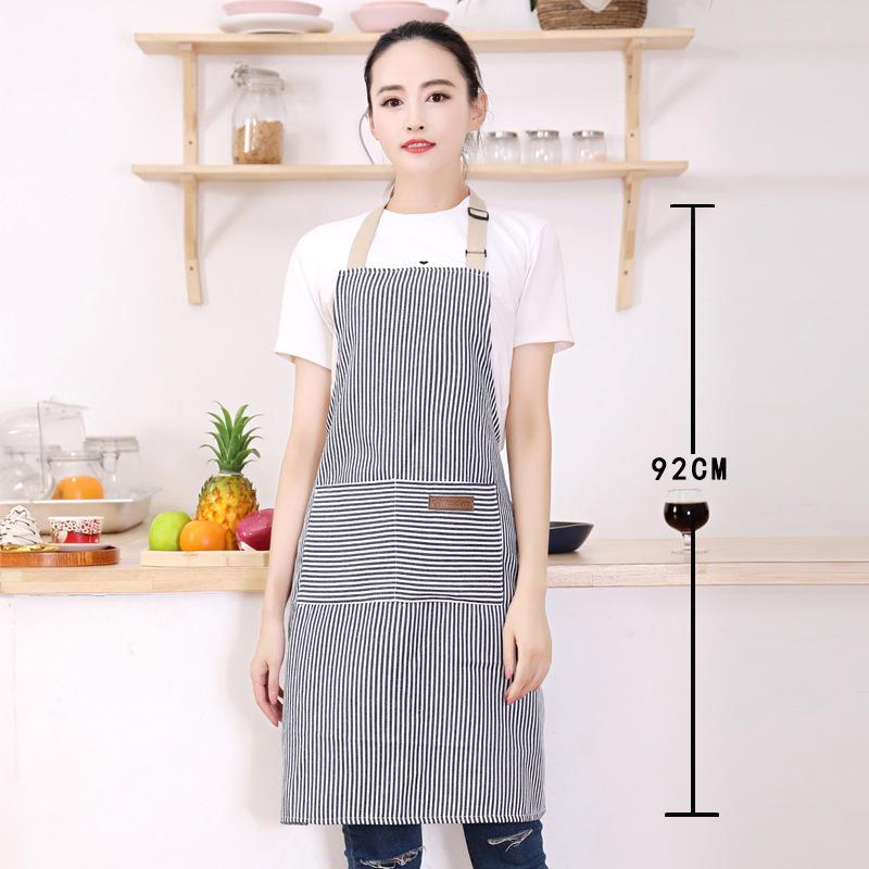Black White Striped Kitchen Apron Adjustable Oil Repellent Work Apron With 2 Pockets For Men Women Baking Cooking Restaurant