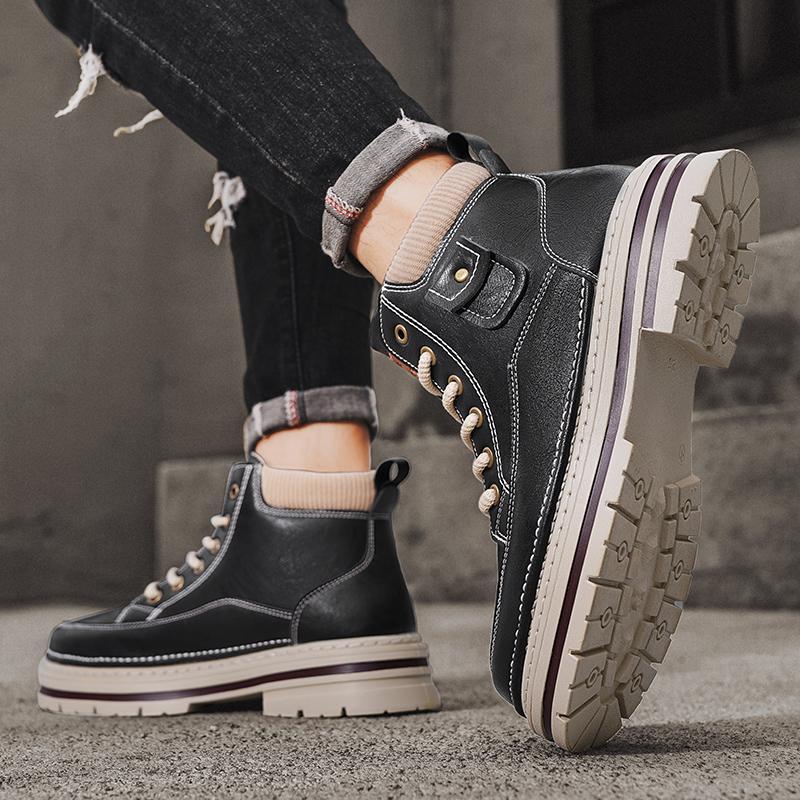 Herren Arbeitsstiefel Neue Mode Herrenstiefel High Top Lässige Sportschuhe für Herren Designer Rutschfeste Knöchelstiefel Outdoor Dicke Sohle