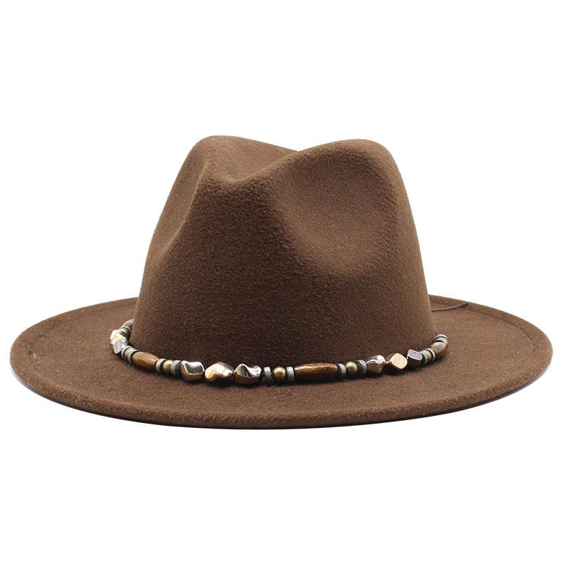 Wish Woolen Beaded Top Hat 60Cm Head Circumference Flat Eaves Big Eaves Jazz Hat