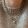 Gold-Plated Tiger Eye Beaded Necklace - Retro Y2K Clavicle Chain, High-End Versatile Jewelry