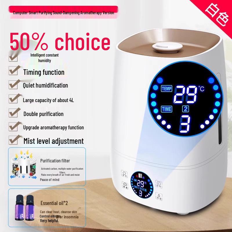 Silent Household Aromatherapy Humidifier for Bedroom, Suitable for Pregnant Women & Babies, Customizable Mist Settings