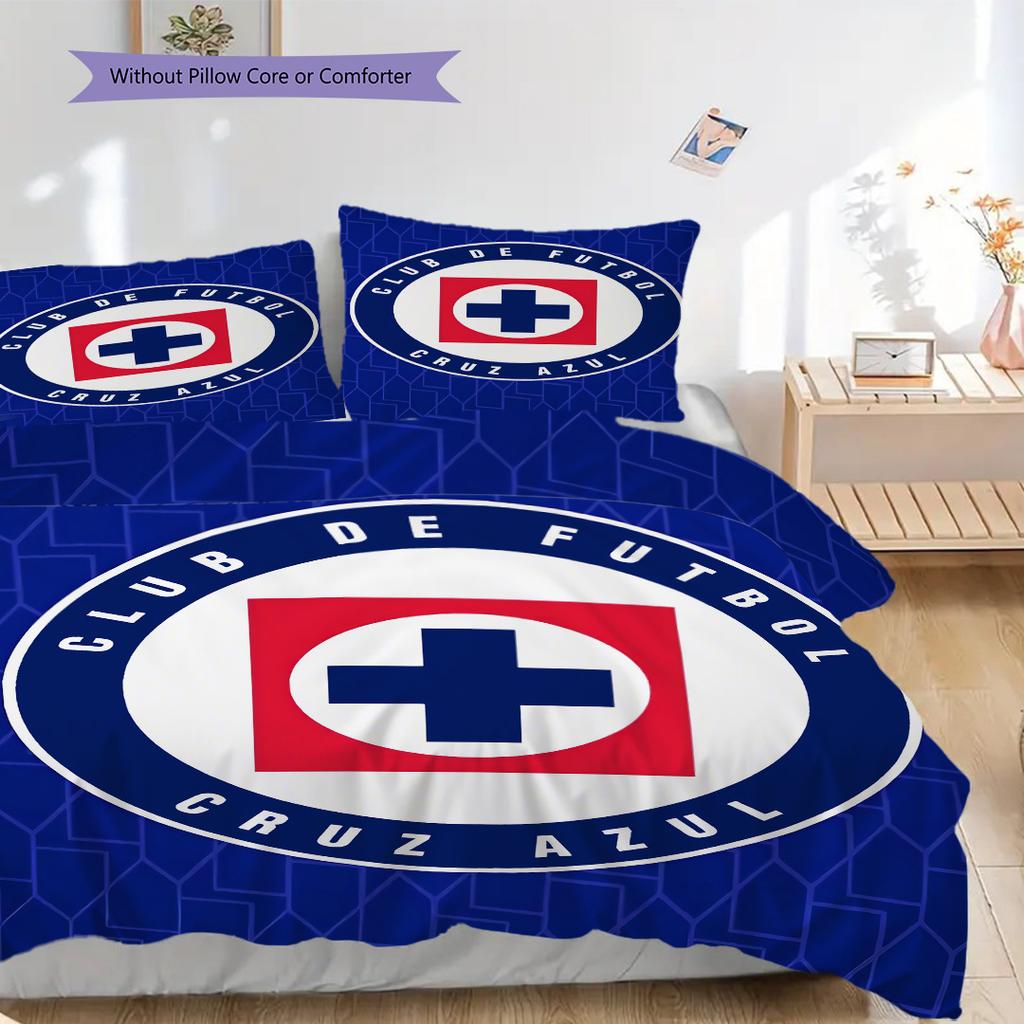 Cruz Azul Pattern Bedding Quilt Set Quilt Cover Pillowcase Home Decoration Birthday Gift (1 * duvet cover + 2 * pillowcase, without core)