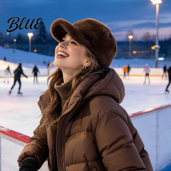 Warm Plush Hat for Women Faux Mink Baseball Cap Winter with Brim Accessory Soft Thickened Peaked Cap Autumn And Cold Weather Stylish Brimmed Outdoor