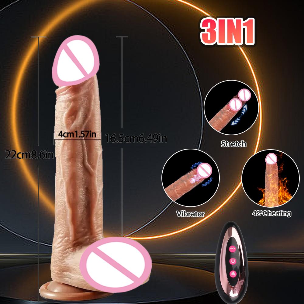 New Feature Realistic Dildo Vibrator Women Masturbation Telescopic Heating Penis  G-Spot Vagina Anal Vibro Gode Adult Sex Toy 18