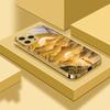Golden Flowers And Phoenixes For IPhone 16 Pro Max 15 P Ro 14 M Ax 13 Plus 12 Mini 11 XS Max XR Golden Tempered Glass Phone Case