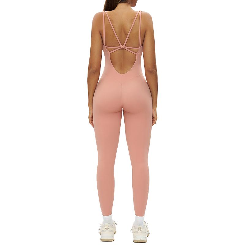 European & American One-Piece Brushed Yoga Bodysuit: Tight-Fitting, Slimming, Sports & Fitness Wear