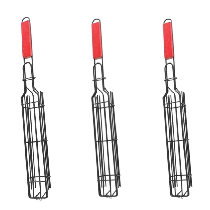Barbecue Grilling Basket Stainless Steel Folding BBQ Rack Portable Grill Mesh with Handle Perfect for Outdoor Camping Picnic