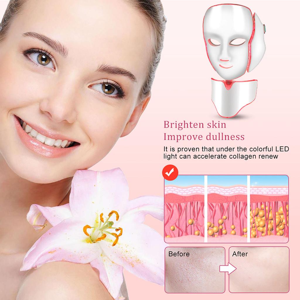 7Colors Photon LED Mask Face Neck Anti Wrinkle Acne Removal Skin Rejuvenation Machine