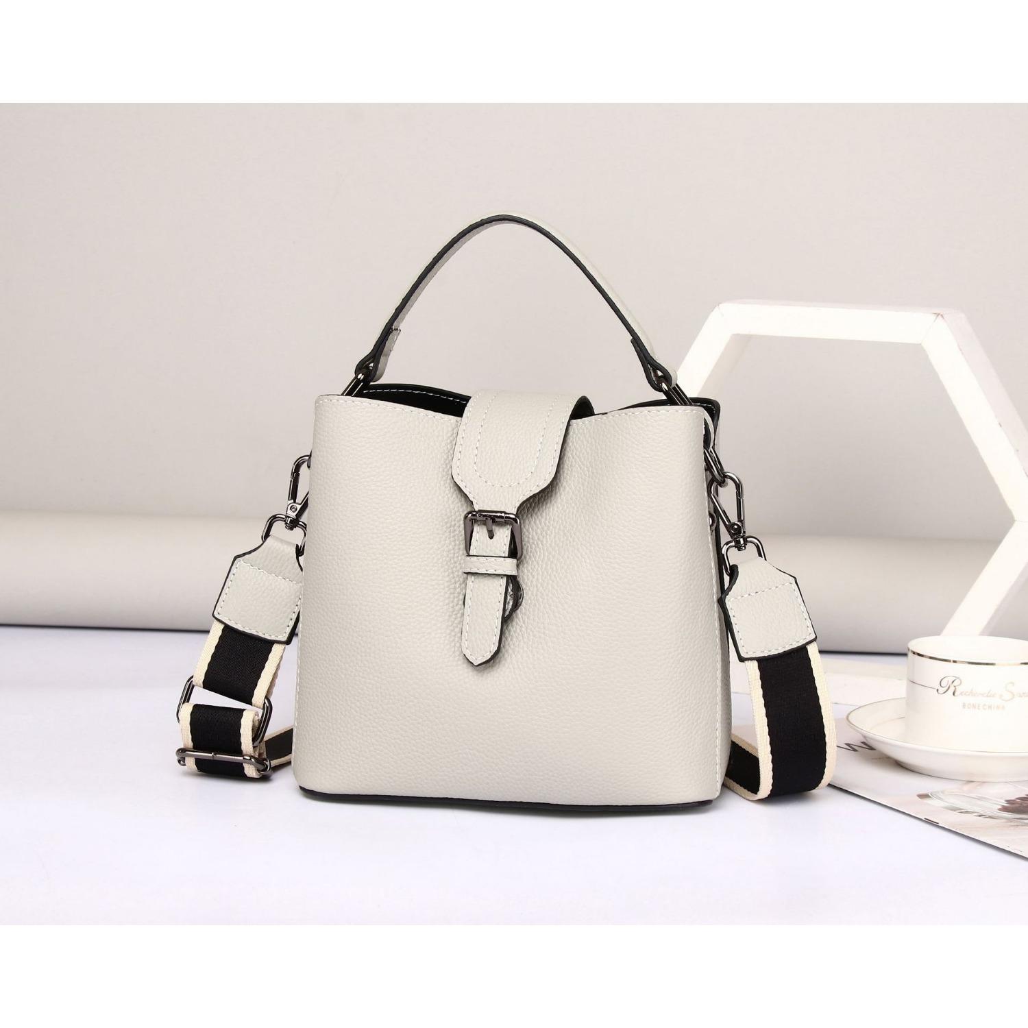 

Женская сумка из коровьей кожи, одноплечевая, кроссбоди, женская сумка, дизайн сумки-ведра, модная, большой вместимости светло-серый