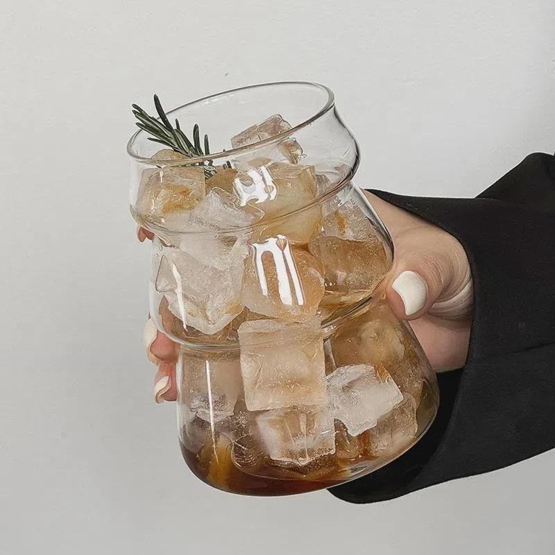 Transparent Glass Cup Exquisite Heat-Resistant Tumbler Tea Juice Milk Coffee Mug Water Glasses Stripe Mug Drinkware