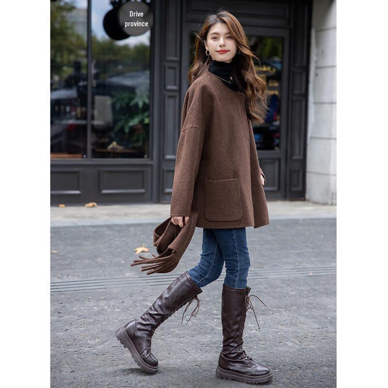 MOKANA Women's Luxury Double-Faced Wool Coat with Scarf