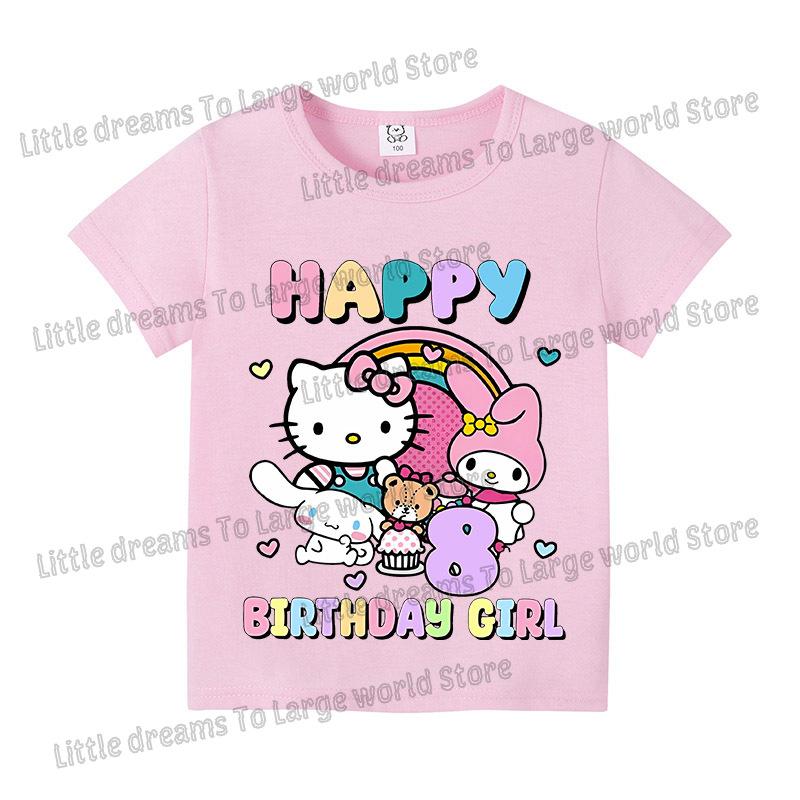 Baby Girls Birthday Number 19 Tshirt Cartoon Print Short Sleeve Tee Childrens Clothing Party Supplies Cotton Tee