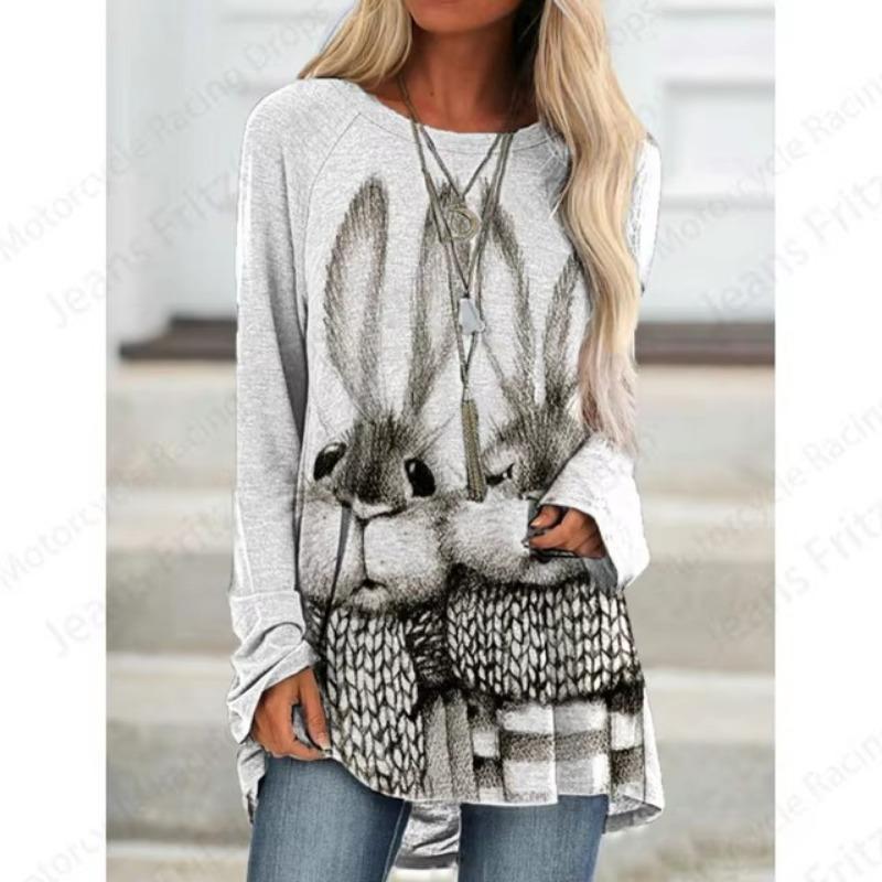 

Аниме Кот 3D Принт Длинный Рукав Туника Топы Женская Мода Футболка Животный Кролик Топы Футболки Длинная Футболка Женская Одежда Kawaii L