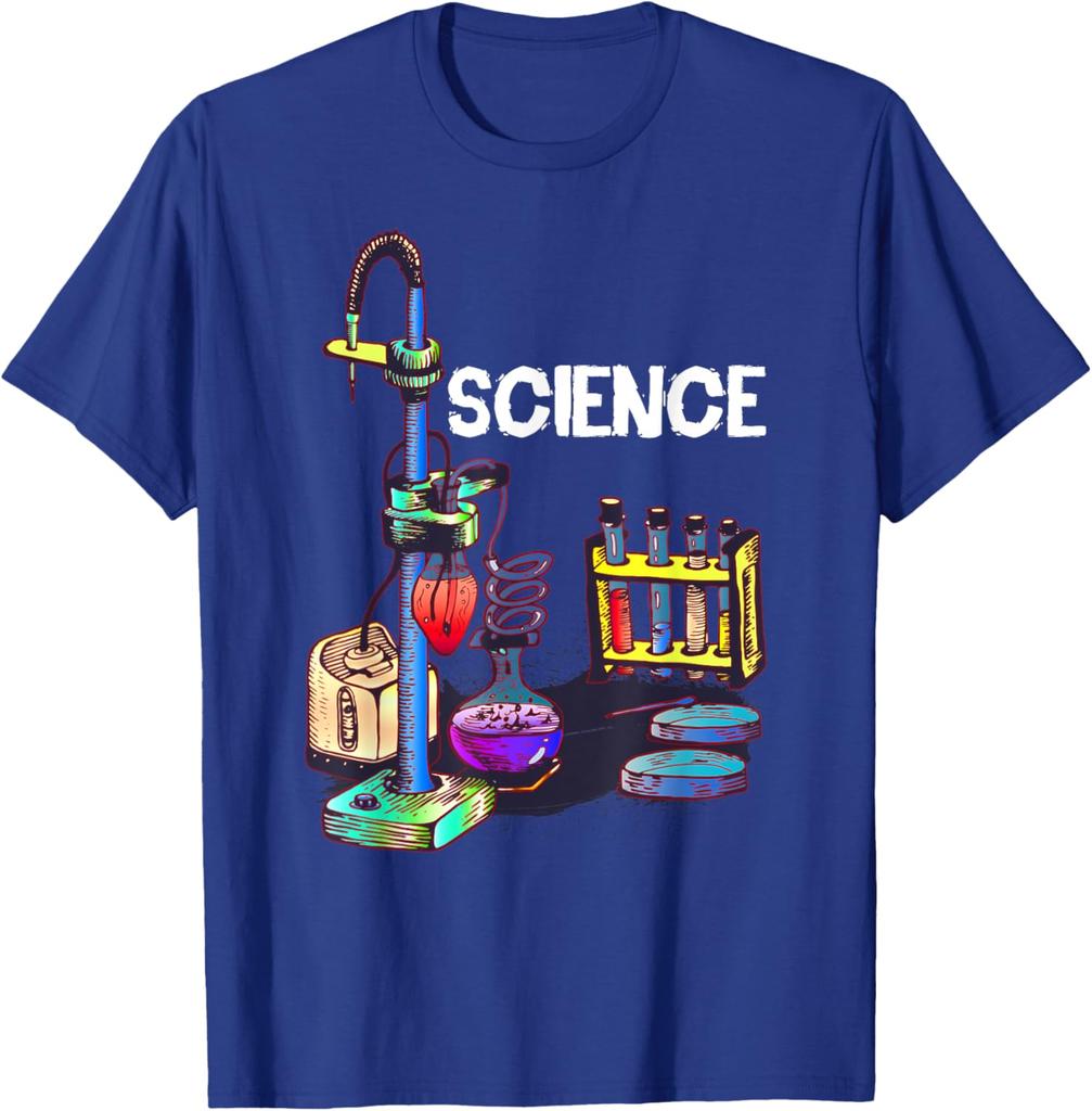Science Laboratory Chemistry Glassware Graphic TShirt Casual Cotton Short Sleeve Tee for Science Lovers
