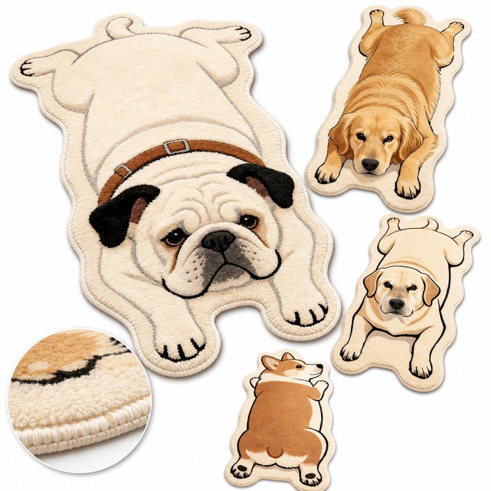 Pet Theme Rug Dog Shaped Rug Decorative Carpet Animal Floor Mat Cute Entryway Mat  Bedroom Decor