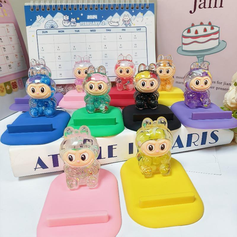 Cute Oil Cartoon Floating Quicksand Bottle Rabbit Mobile Phone Holder Desktop Ornament