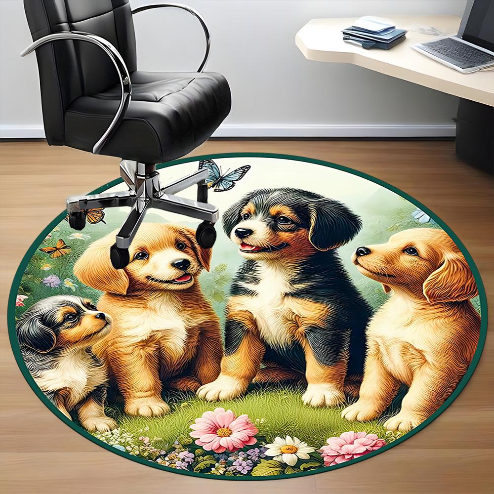 1pc Puppy Garden Chair Carpet for Office, Soft, Non-Slip Polyester Mat, Office, Entryway, Living Room, Bedroom,  Yy251207254