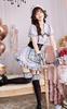 Malymoon Maid Dress Set Gothic Waitress and 9962 6-Piece (Light Gray) - Costume, Black, Gray, Purple,