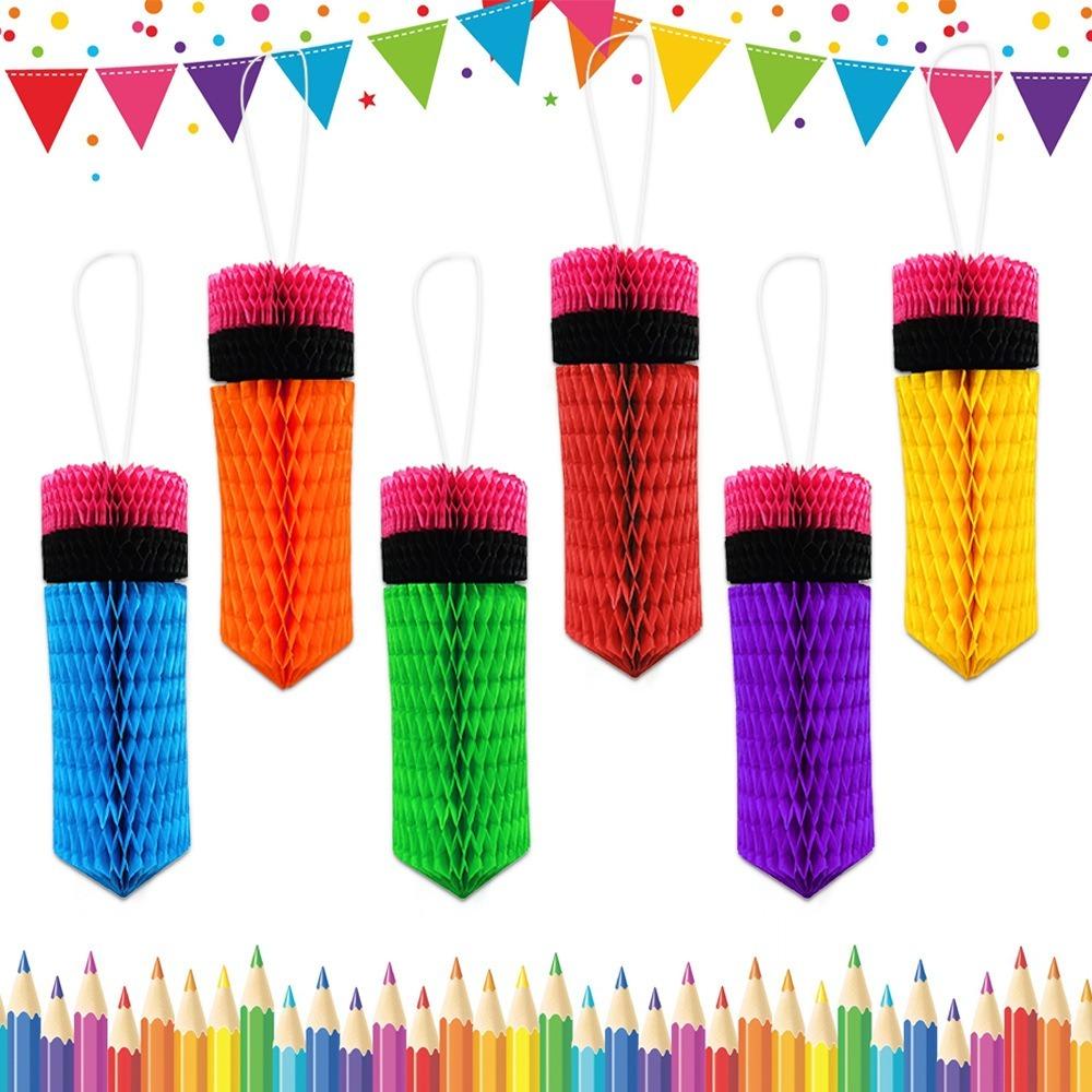 Paper Back To School Pencil Pendant Colorful Paper Pencil Ornaments Crayon Decor  School Event