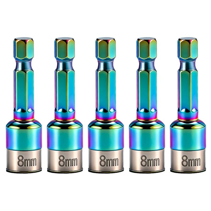 

5Pcs Hexagonal Shank Socket 8mm Reducers Sleeve Wrench Adapters Spanner Power Drills Converters for Efficient Auto Repair 1