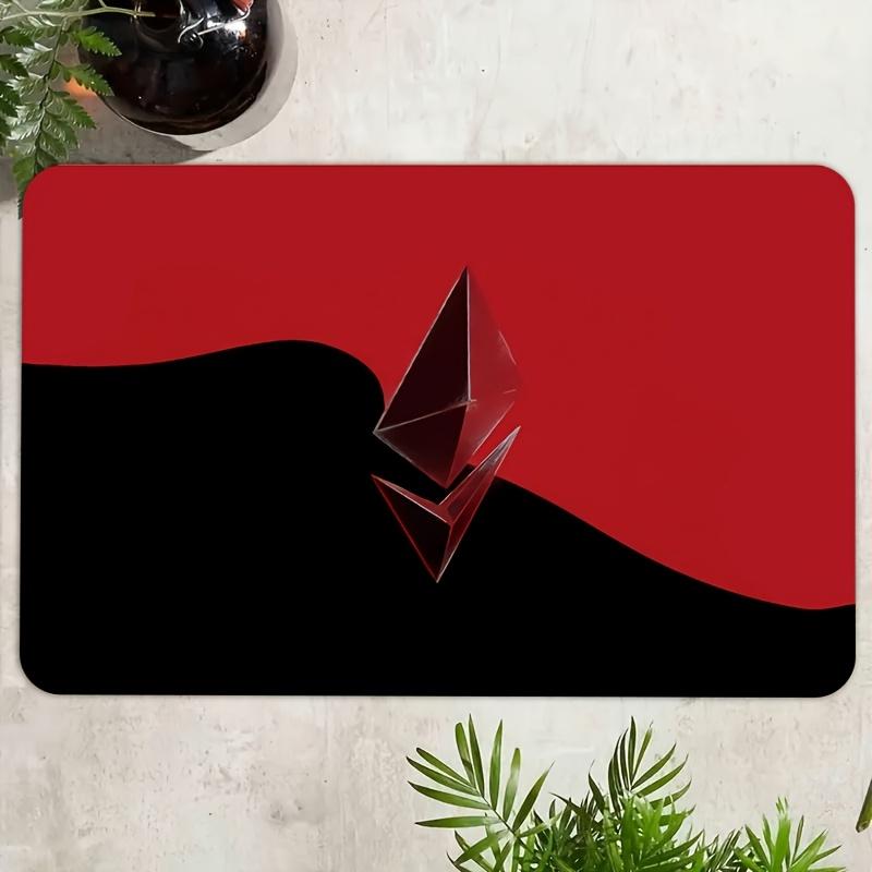

Black and red geometric pattern Flannel-printed floor mats are slip-resistant Suitable for living room bedroom terrace carpets 60x90cm