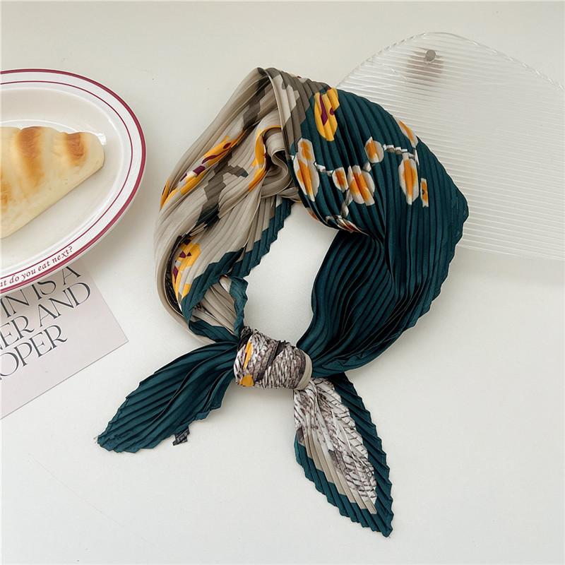 70cm Crumpled Scarf Kerchief Print Square Scarves Women DIY Hair Band Ribbon Headscarf Bandanas Headband Neck Wraps Neckerchief