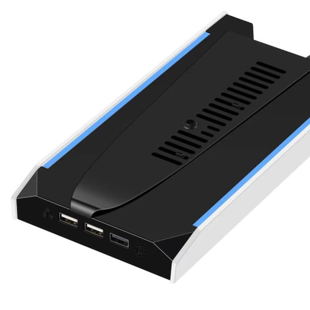 Für PS 5 Slim/PS 5 Pro RGB-Basisständer mit 3 USB 2.0-Anschlüssen, vertikaler Halter, 8 Lichtmodi für Sony Playstation 5 Spielzubehör